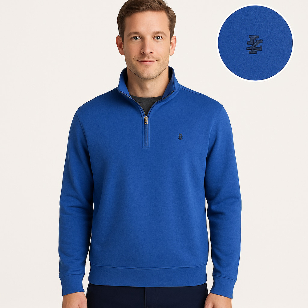 IZOD Quarter-Zip Blue Pullover Sweater Men’s XL Stretch